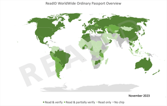 Ordinary passports coverage map November 2023